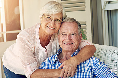 Buy stock photo Cropped portrait of a senior couple outdoors