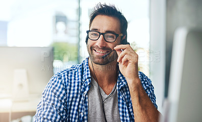 Buy stock photo Cropped shot of a support agent working in a modern office