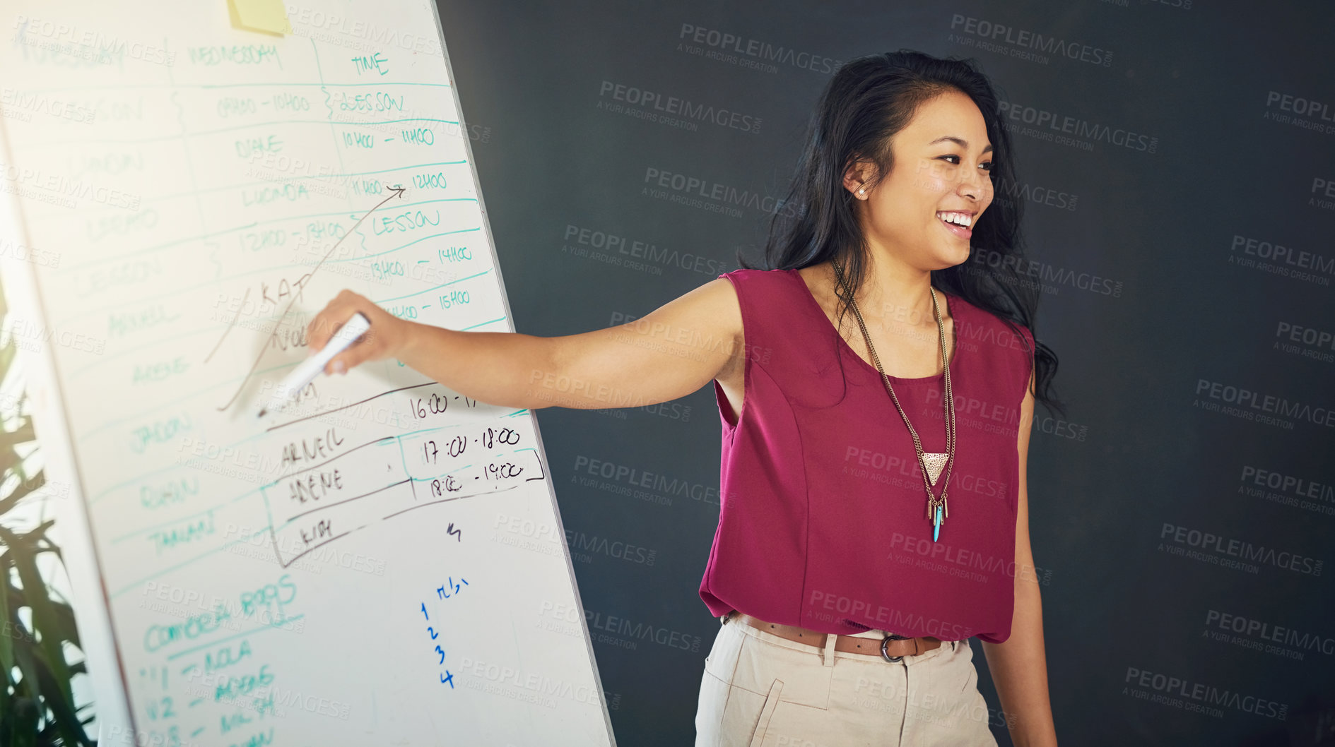 Buy stock photo Cropped shot of a young businesswoman giving a presentation in an office