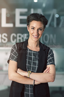 Buy stock photo Portrait of a creative businesswoman in her office