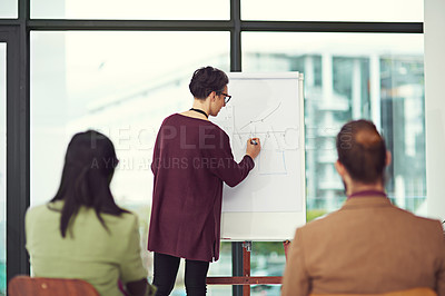 Buy stock photo Business people, creative agency and presentation with brainstorming, teamwork and planning for project. Group, staff and modern office with cooperation, collaboration and brief with feedback or talk