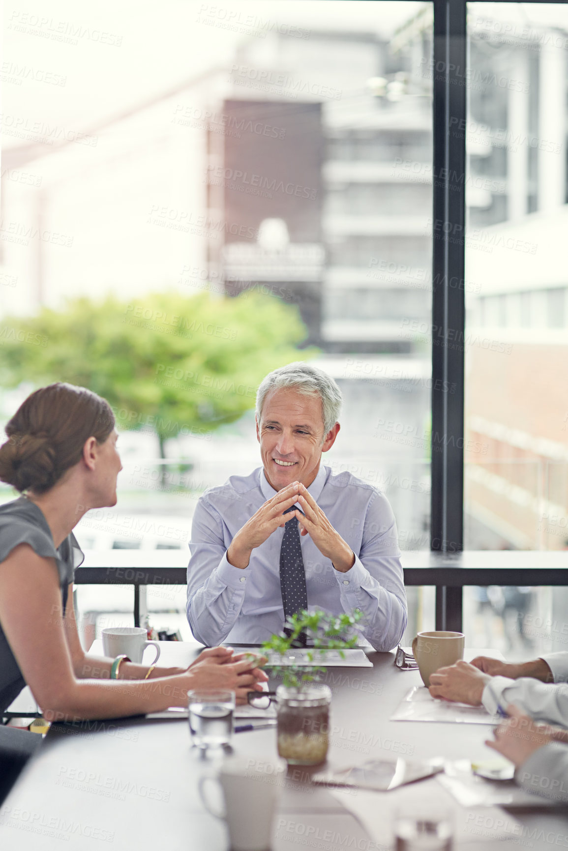 Buy stock photo Cropped shot of a businessman leading a discussion in the boardroom