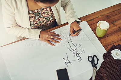 Buy stock photo Cropped shot of a fashion designer working on a new design