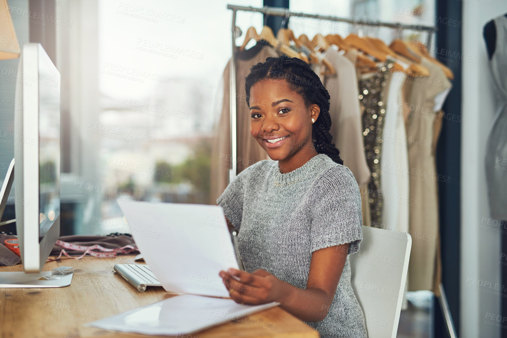 Buy stock photo Shot of a successful young fashion designer