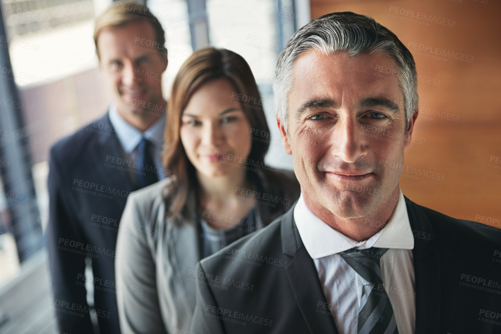 Buy stock photo Portrait of a team of professionals standing together in an office