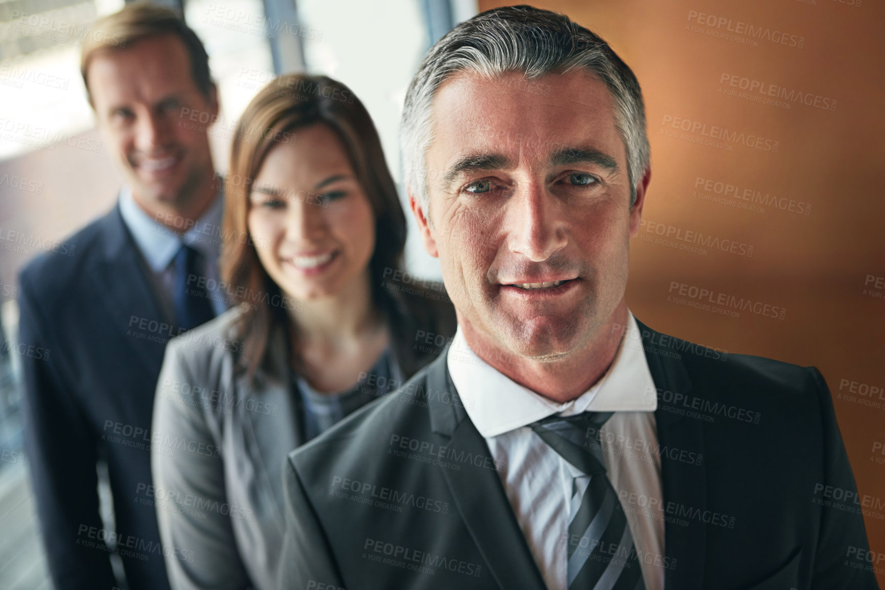 Buy stock photo Portrait of a team of professionals standing together in an office