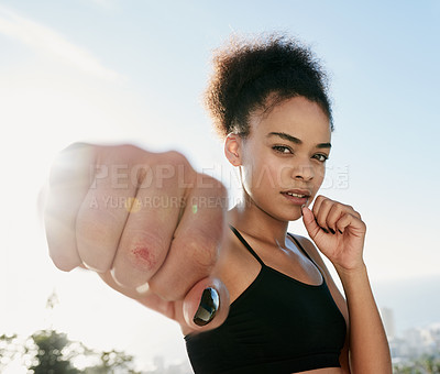 Buy stock photo Closeup shot of a sporty young woman with a scar on her hand