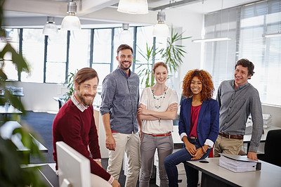 Buy stock photo Portrait of a group of businesspeople having a meeting in their office