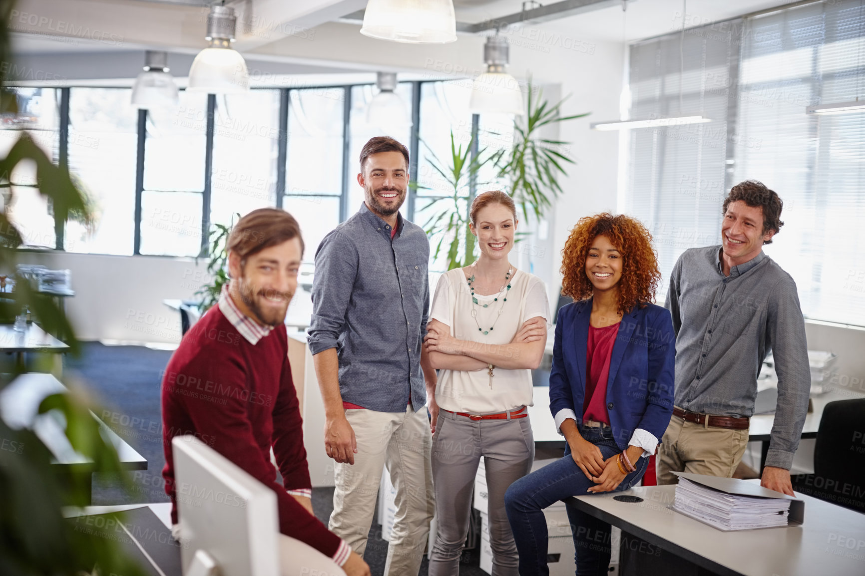 Buy stock photo Portrait of a group of businesspeople having a meeting in their office