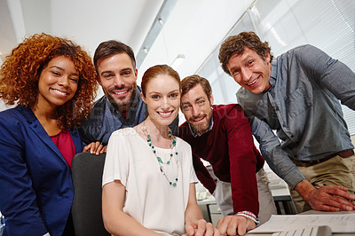 Buy stock photo Portrait of a group of businesspeople having a meeting in their office