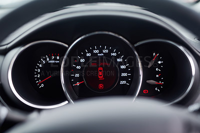 Buy stock photo Closeup shot of a dashboard inside a motor vehicle