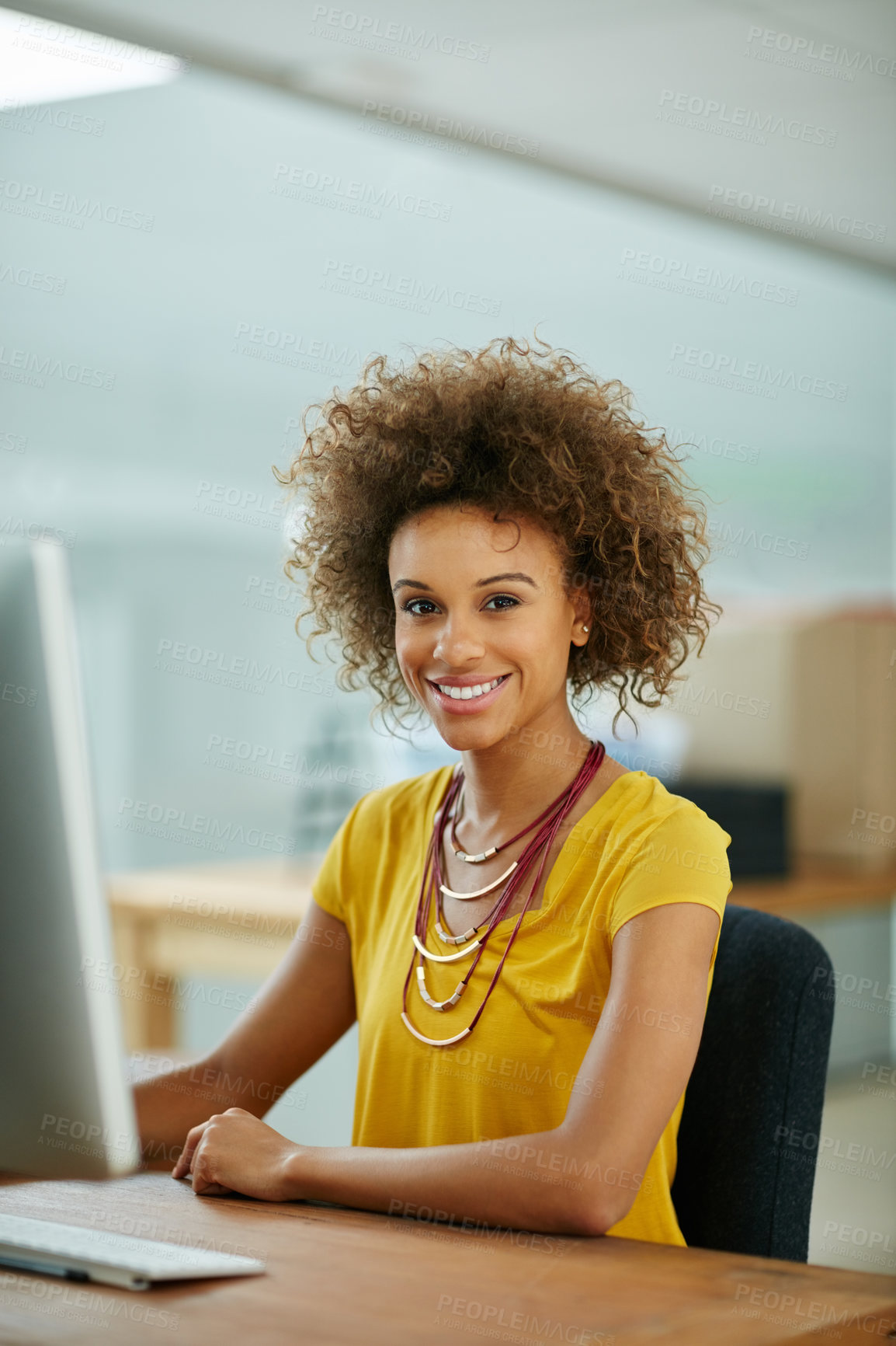 Buy stock photo Shot of a businesswoman working on her computer in the office