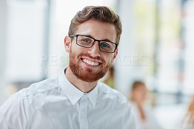 Buy stock photo Portrait of a happy young businessman in the office