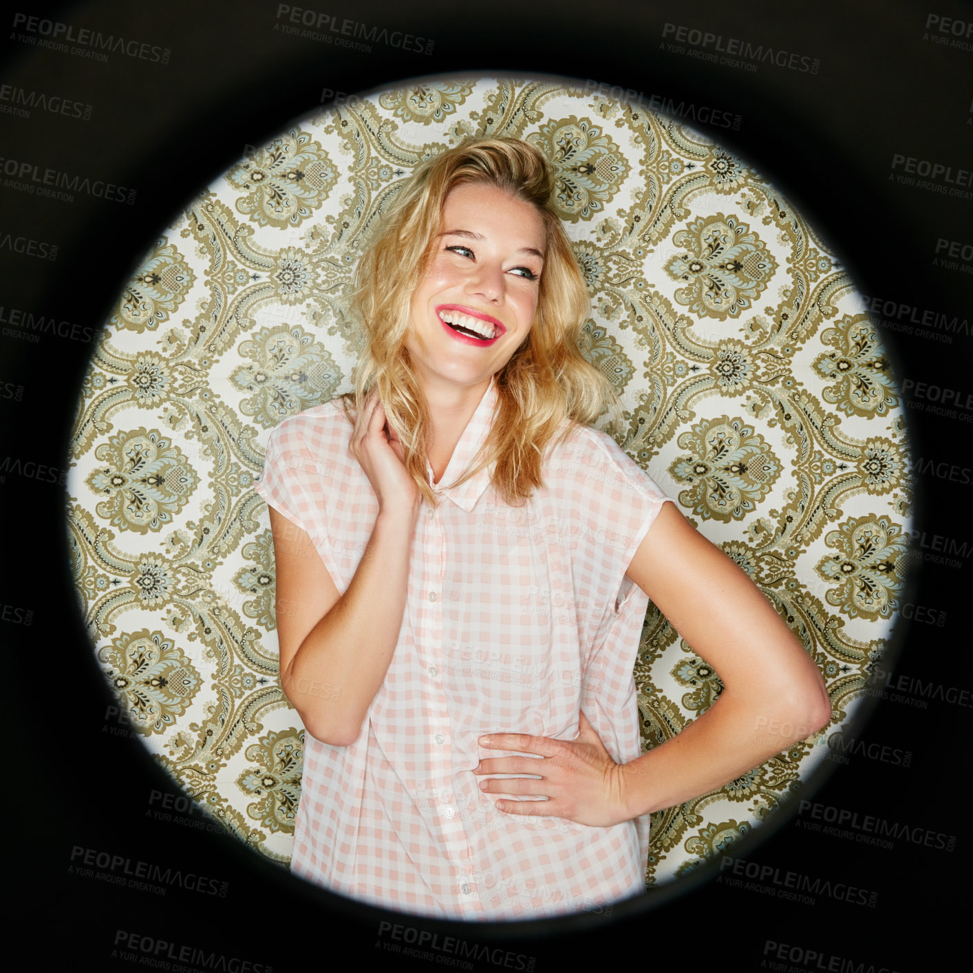 Buy stock photo Cropped shot of an attractive young woman posing in the studio