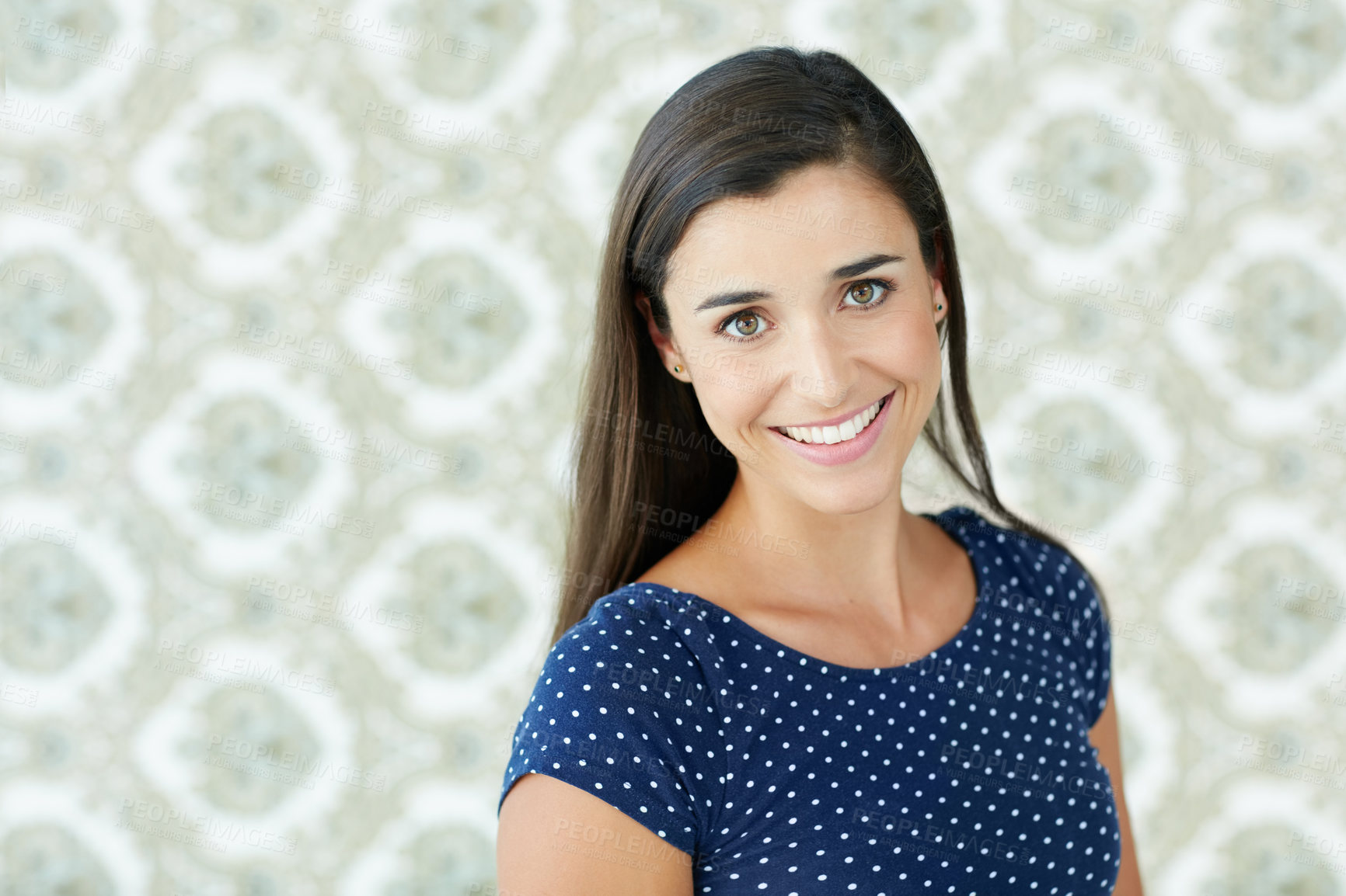 Buy stock photo Cropped shot of an attractive young woman posing in the studio