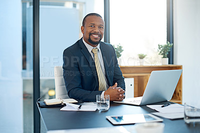 Buy stock photo Portrait of a corporate businessman working in the office