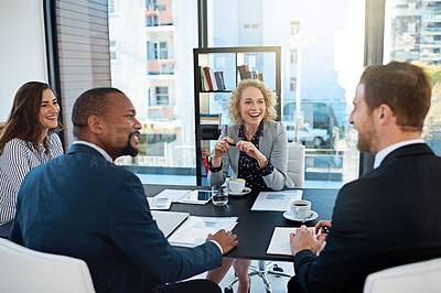 Buy stock photo Teamwork, lawyers or business people in discussion in meeting at law firm for consulting or legal advice. Collaboration, planning or attorneys talking in conversation for schedule or feedback review