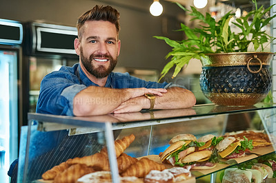 Buy stock photo Portrait of a proud business owner working in his store