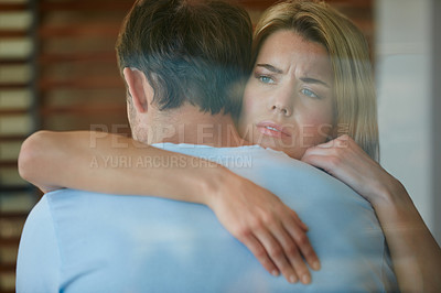 Buy stock photo Shot of a young couple supporting each other through difficulties