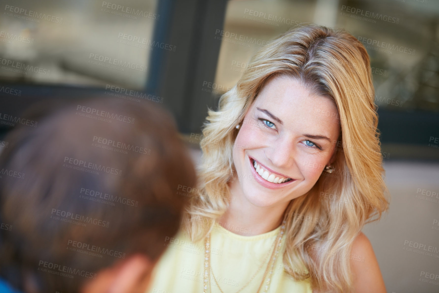 Buy stock photo Portrait of a happy young woman enjoying quality time with her husband at home