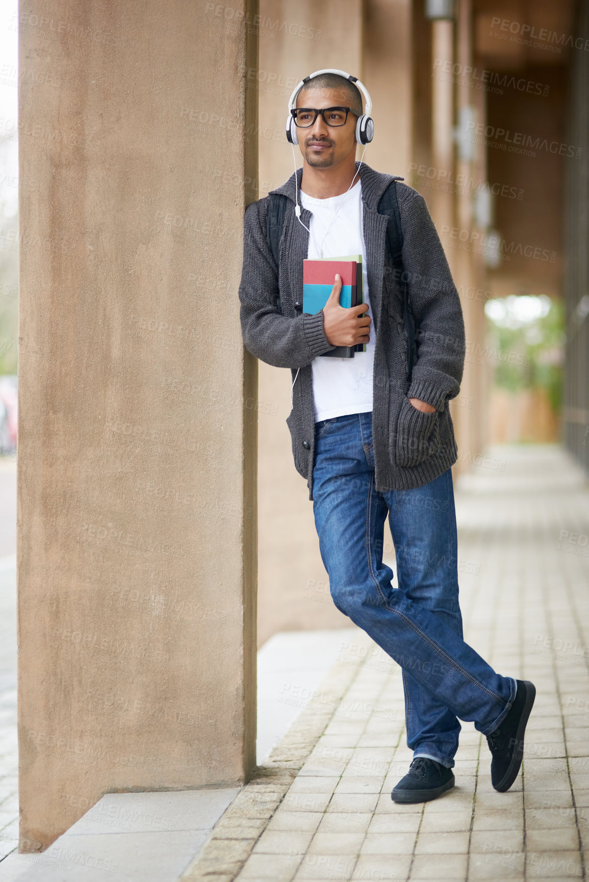 Buy stock photo Shot of a college student at campus