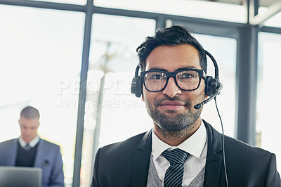 Buy stock photo Portrait of a friendly support agent working in an office