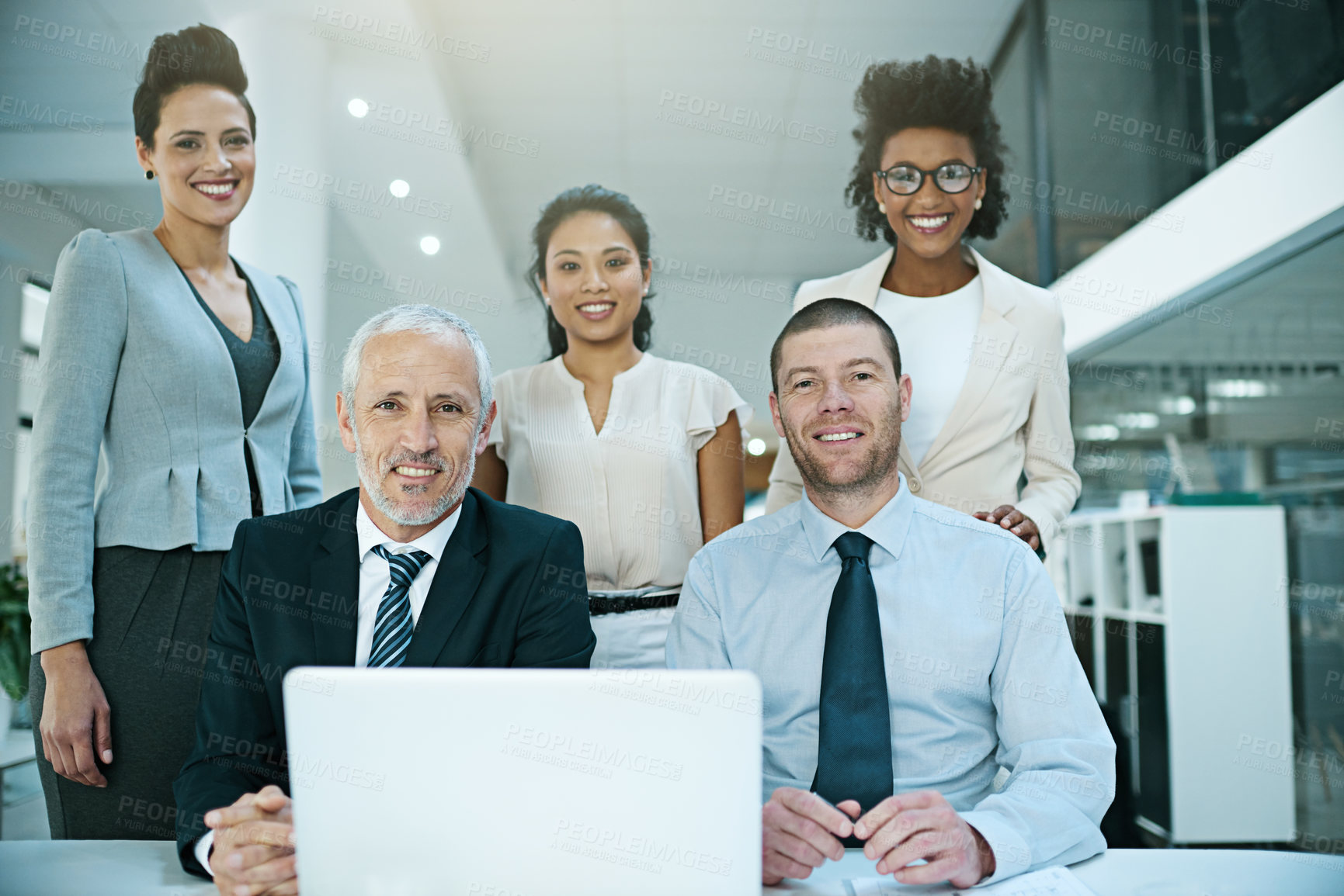 Buy stock photo Portrait of a group of businesspeople working together