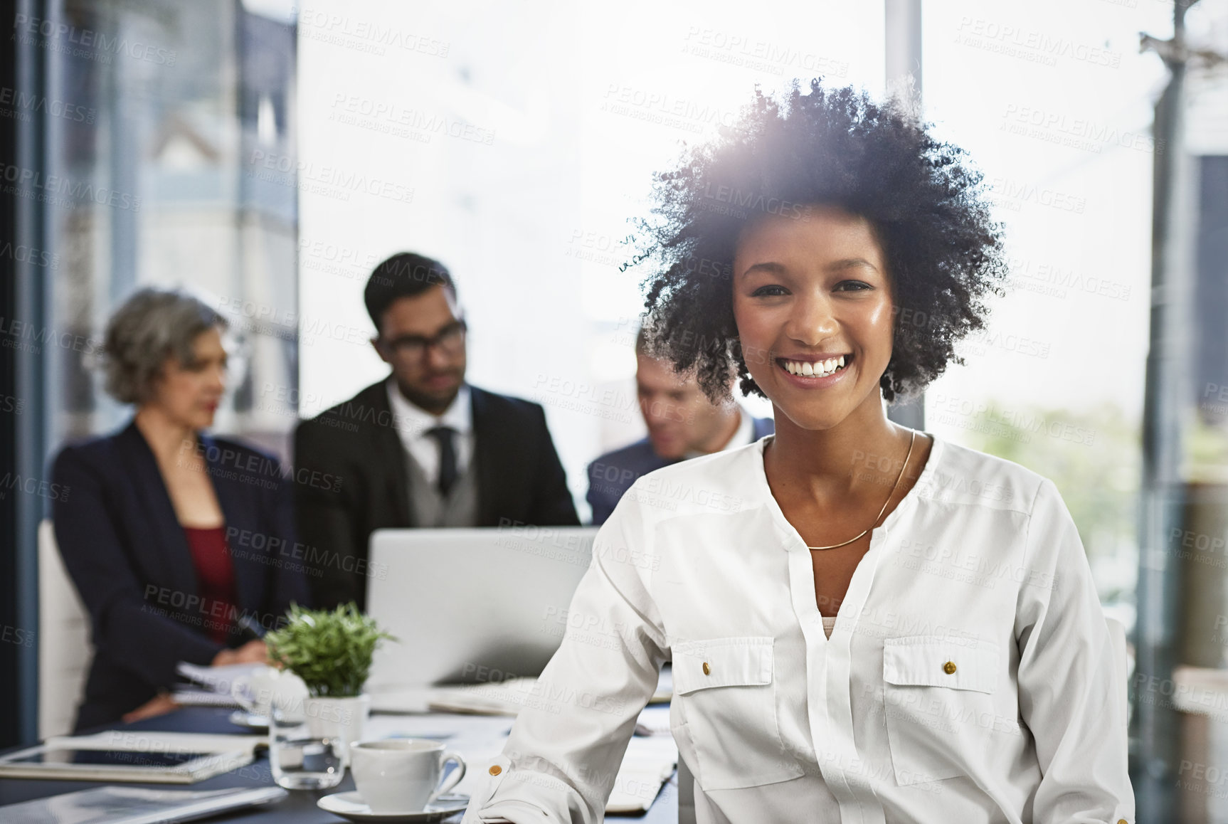 Buy stock photo Shot of businesspeople in an office