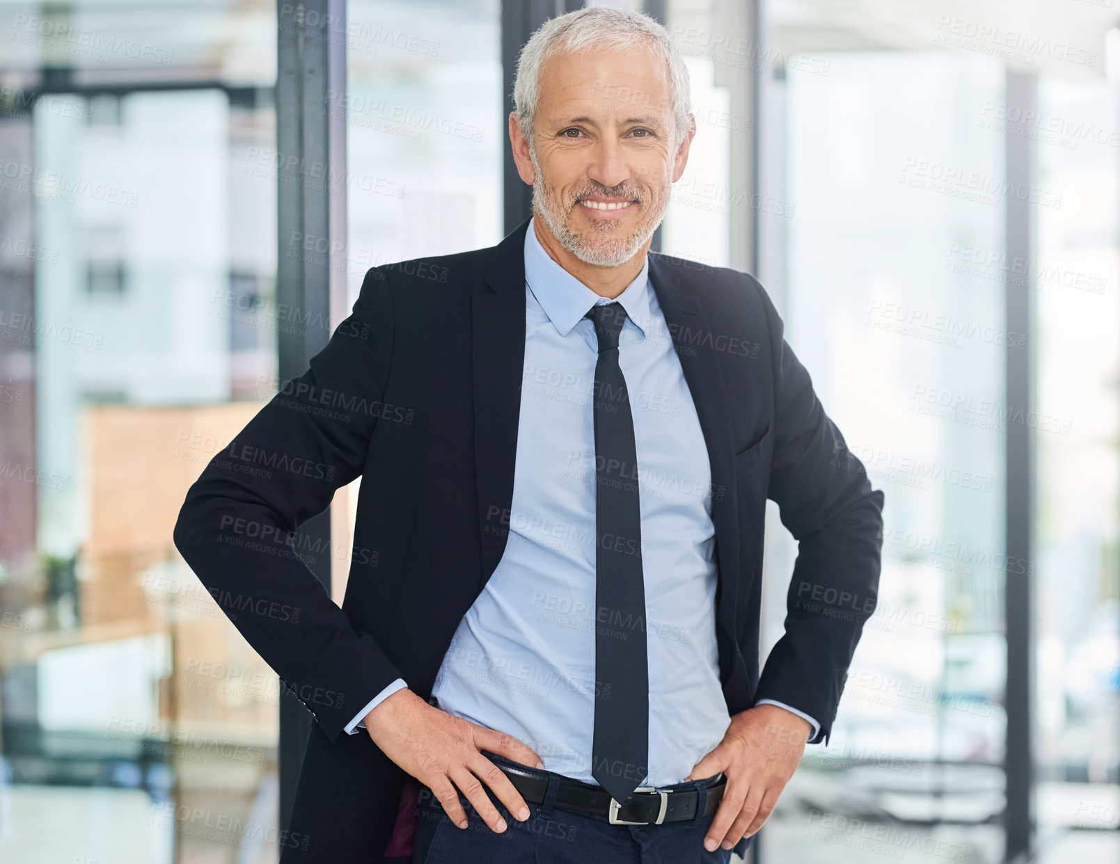 Buy stock photo Mature, businessman and portrait of ceo in office with confidence as boss in corporate investment company, Professional, entrepreneur and expert financial advisor in asset management workplace