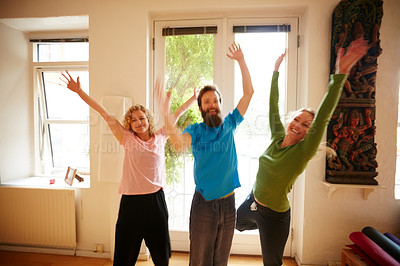 Buy stock photo Shot of people practising yoga