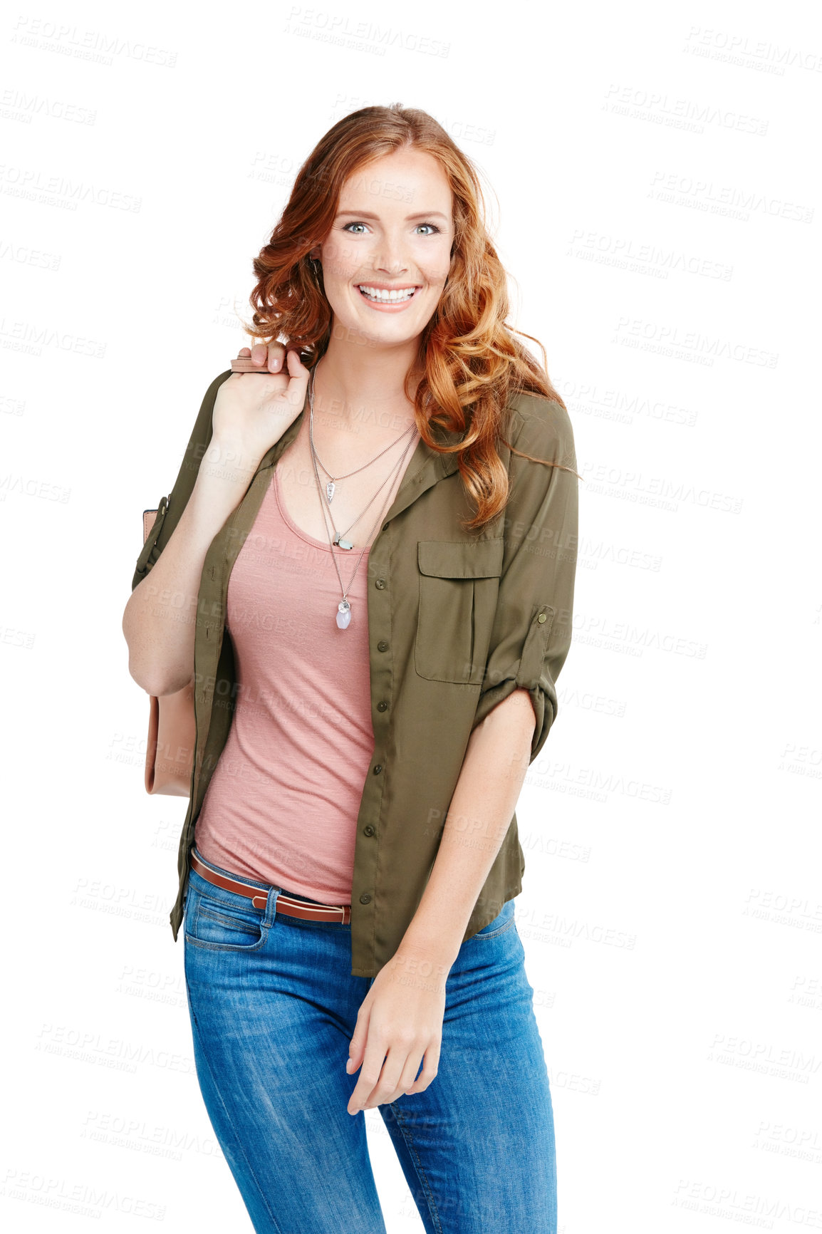 Buy stock photo Shot of a young woman posing against a white background