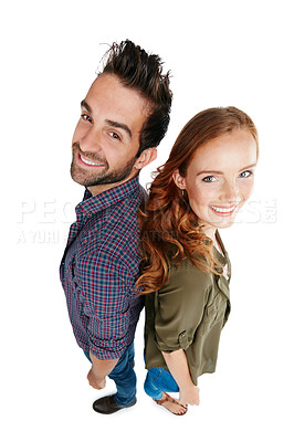 Buy stock photo Shot of a couple posing against a white background