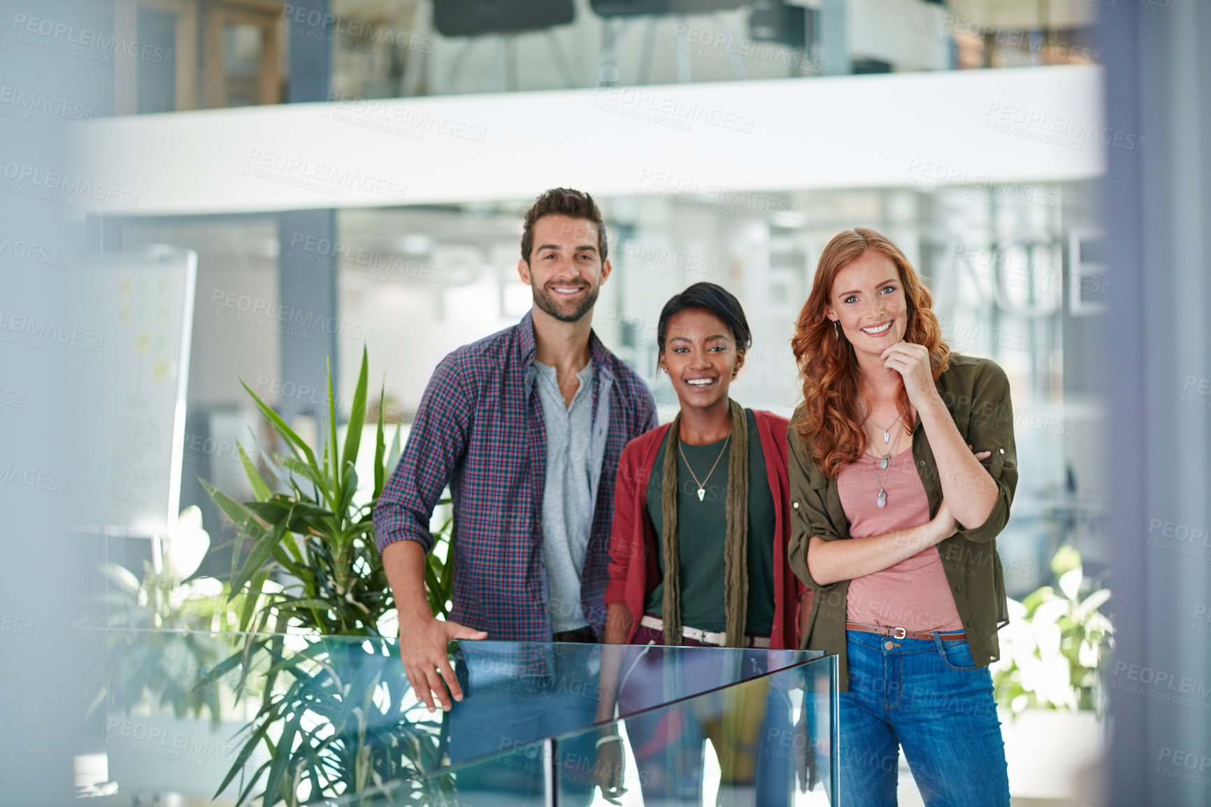 Buy stock photo Portrait of a team of creative businesspeople standing in their office