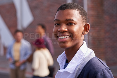Buy stock photo Portrait of a university student on campus