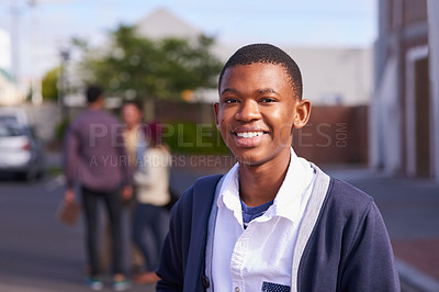 Buy stock photo Portrait of a university student on campus