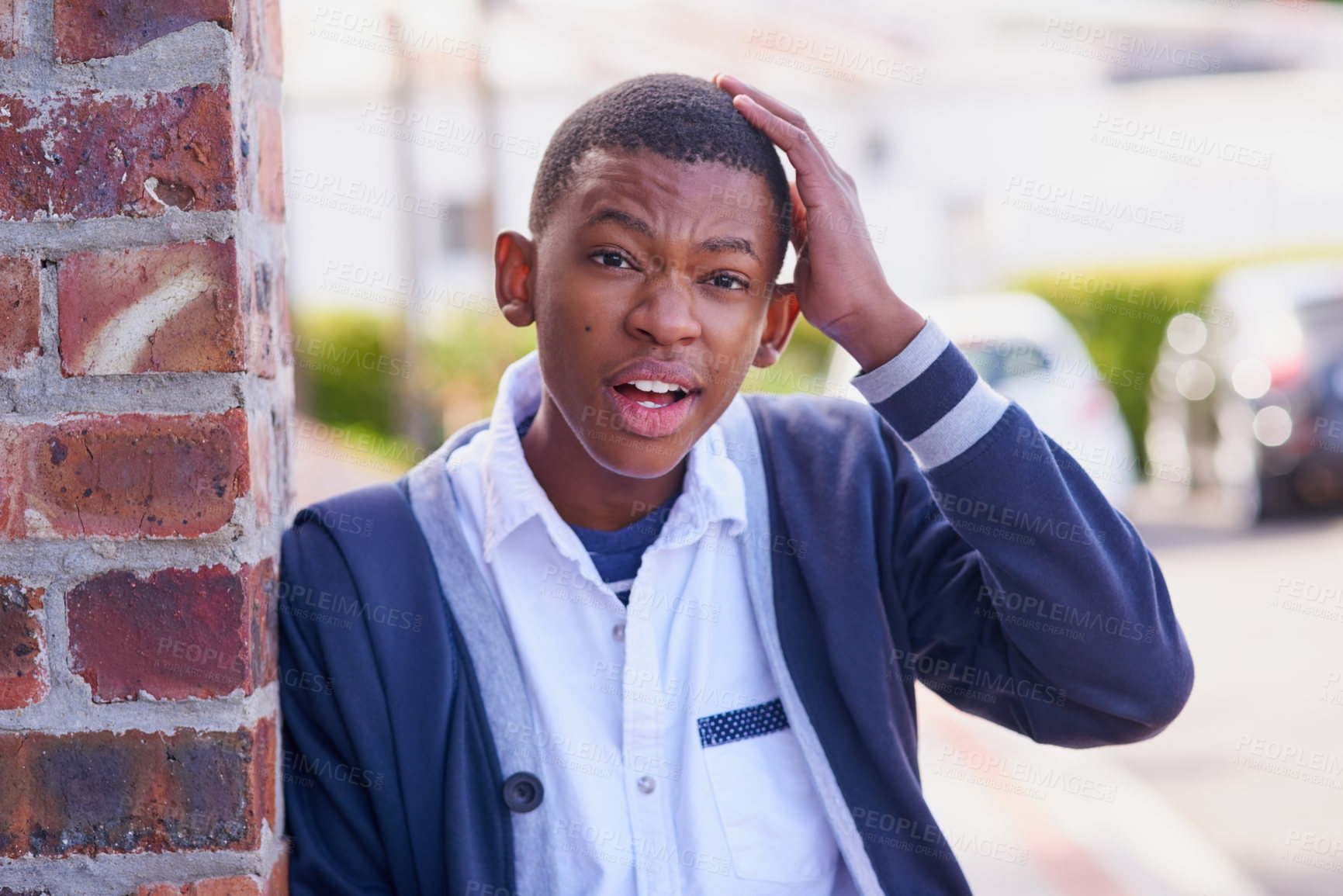 Buy stock photo Portrait of a university student on campus