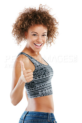 Buy stock photo Studio shot of a happy woman posing against a white background