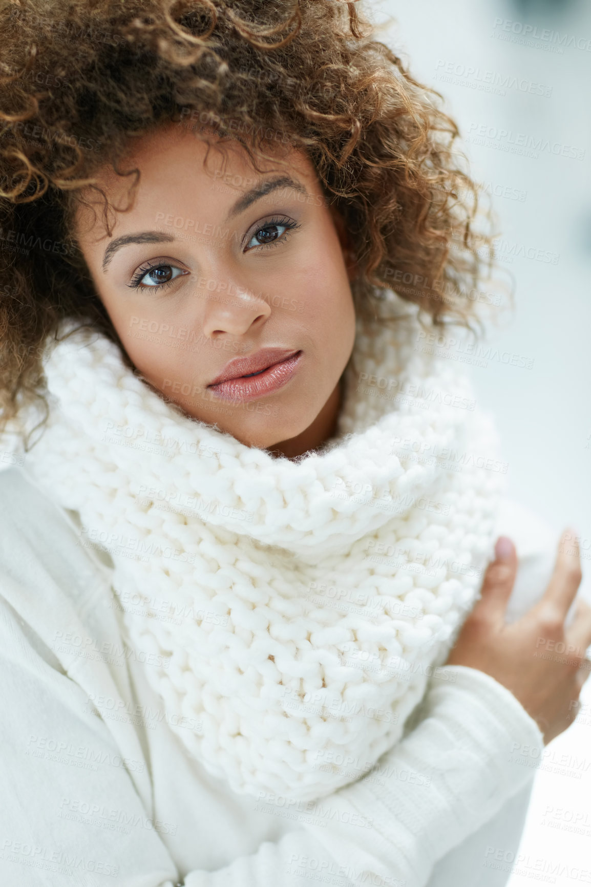 Buy stock photo Portrait of an attractive young woman dressed in winter attire