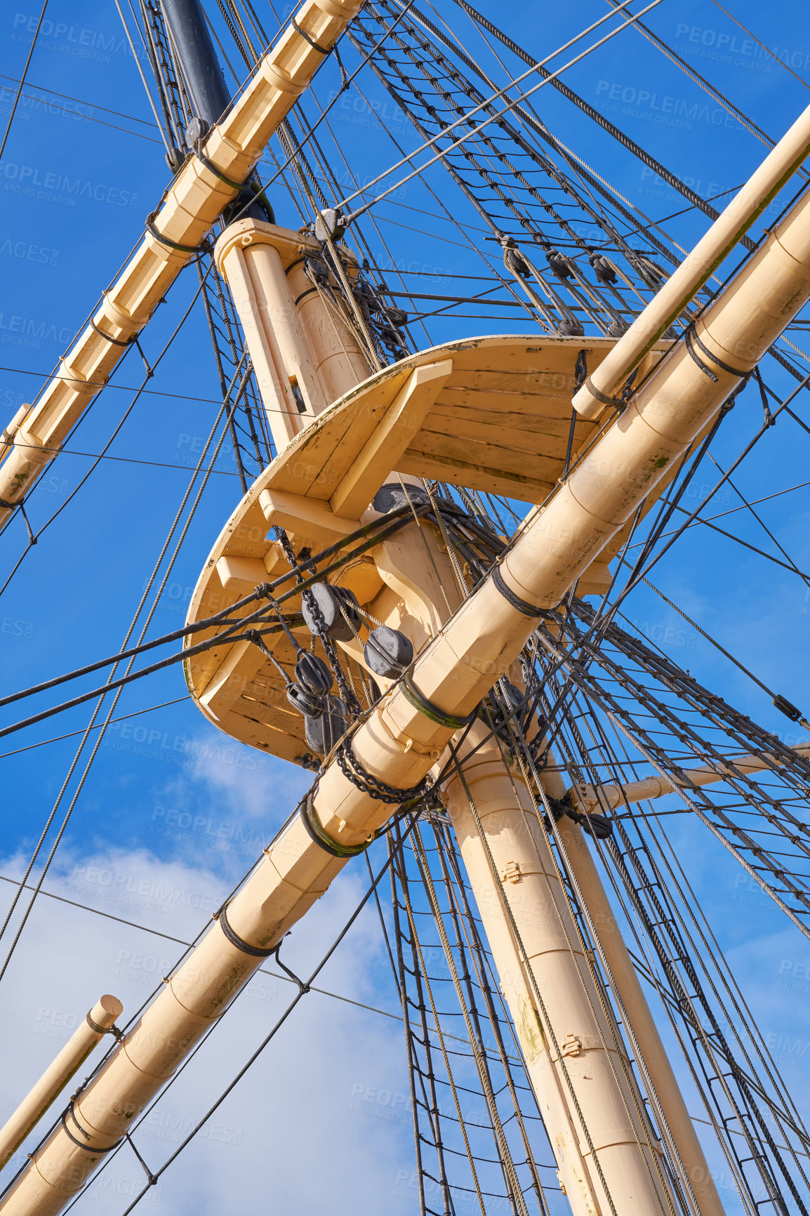 Buy stock photo Detail of the old Danish Ship Fregatten Jylland, national treasure and tourist attraction in the city of Ebeltoft,  Denmark