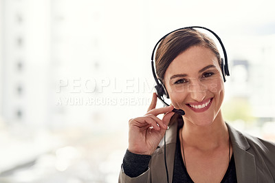 Buy stock photo Portrait of a young support agent working in an office