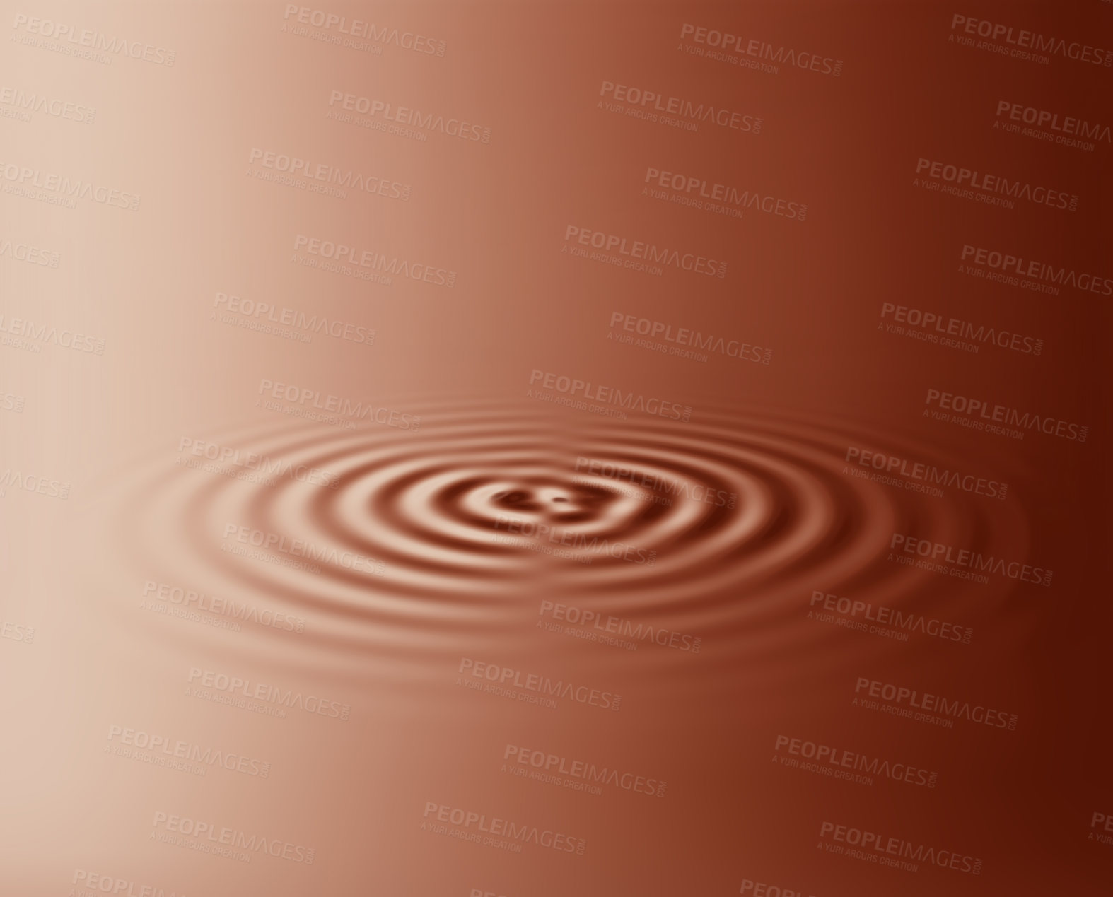 Buy stock photo 3D ripple, animated and VFX of brown waves and circular lines in liquid copy space. Texture, movement or motion in a pool for mockup background. Futuristic art, graphic and artistic wallpaper mockup