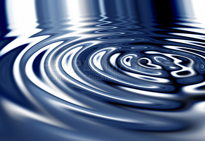 Buy stock photo Waves, ripple and blue with water drop pattern with mockup for 3d, digital and texture. Environment, design and futuristic with liquid in background for abstract, sustainability and art deco graphic
