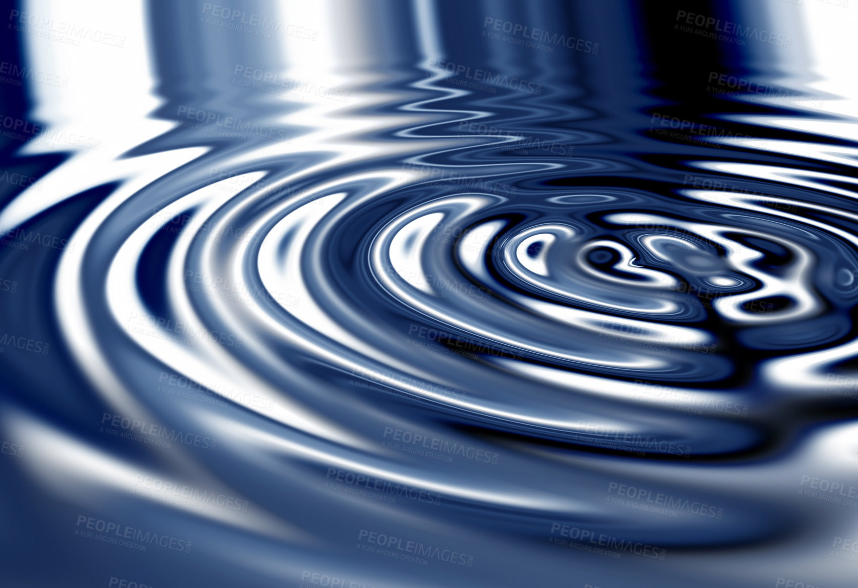 Buy stock photo Waves, ripple and blue with water drop pattern with mockup for 3d, digital and texture. Environment, design and futuristic with liquid in background for abstract, sustainability and art deco graphic
