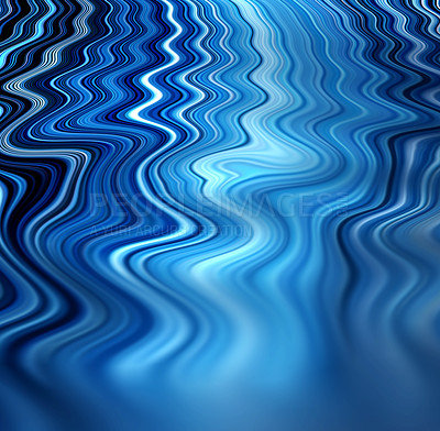 Buy stock photo Waves, ripple and blue with waveform pattern and mockup for 3d, digital and texture. Energy, design and futuristic with liquid in background for abstract, sustainability and art deco graphic