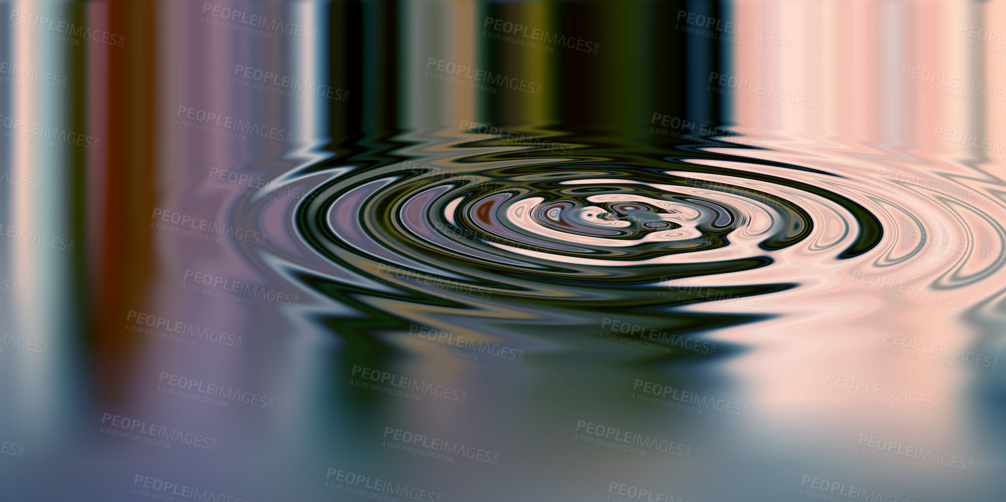 Buy stock photo Waves, ripple and design with water drop pattern with mockup for 3d, digital and texture. Environment, reflection and futuristic with liquid in background for abstract, sustainability and art deco