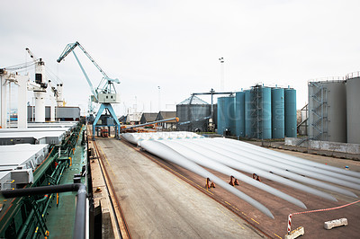 Buy stock photo A photo of an industrial area at a harbor
