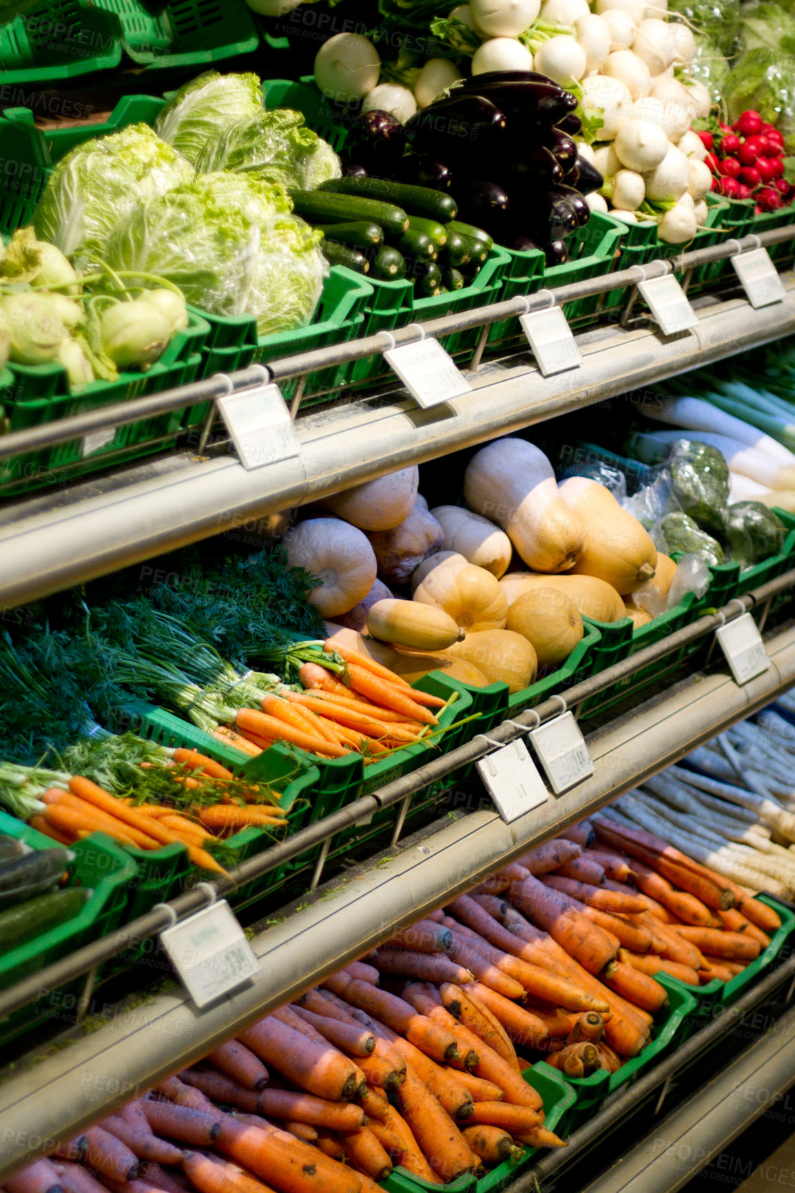 Buy stock photo Shelving in a grocery store filled with fresh produce