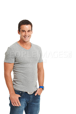 Buy stock photo Studio shot of handsome man isolated on white