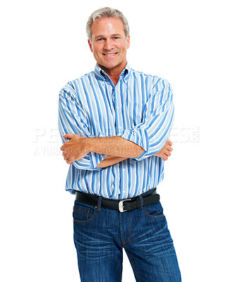 Buy stock photo Studio portrait of a handsome mature man isolated on white