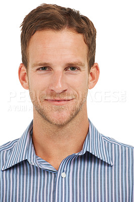Buy stock photo Portrait, face and studio businessman with leadership, trust and vision in Australia. Headshot of mature male model, corporate manager and professional worker on white background for employee success